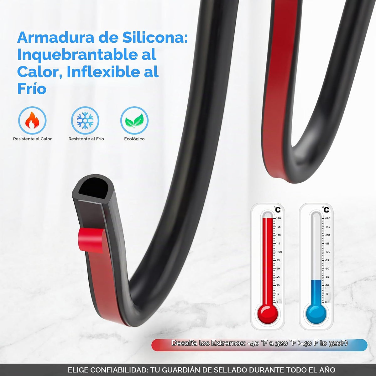 Cinta de sellado de clima de silicona en forma de D para puerta, ti...