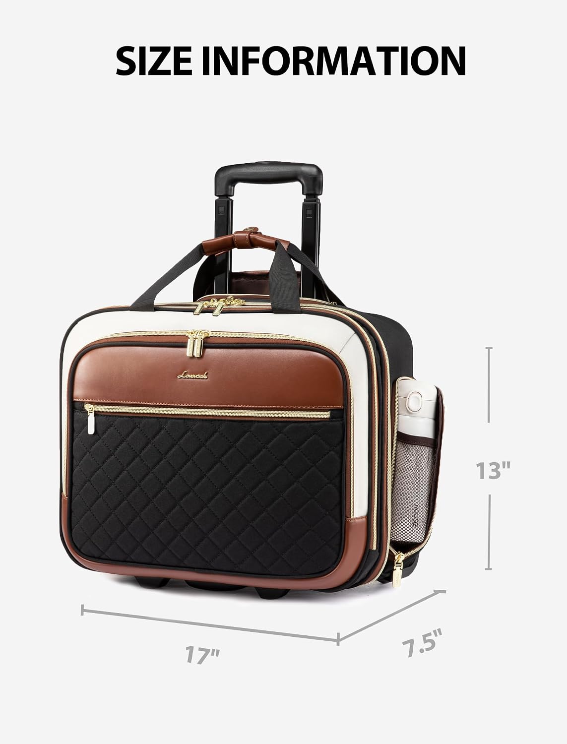 LOVEVOOK Bolso para portátil con ruedas para mujer, maletín para po...