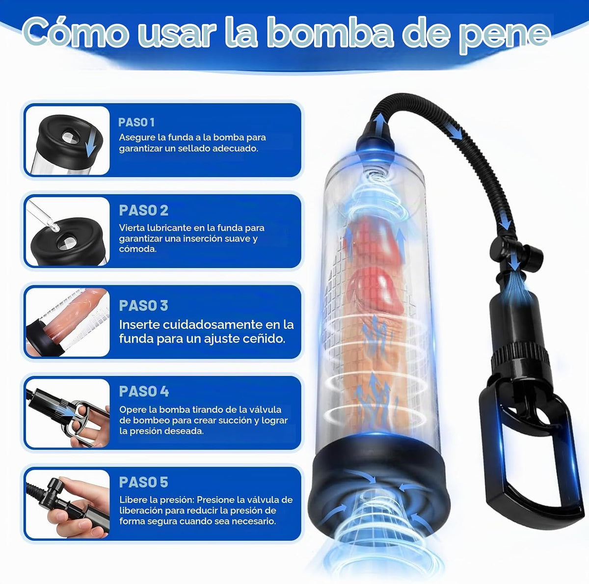 Bomba de pene bomba de coño 2 en 1 juguete para adultos, extensor d...