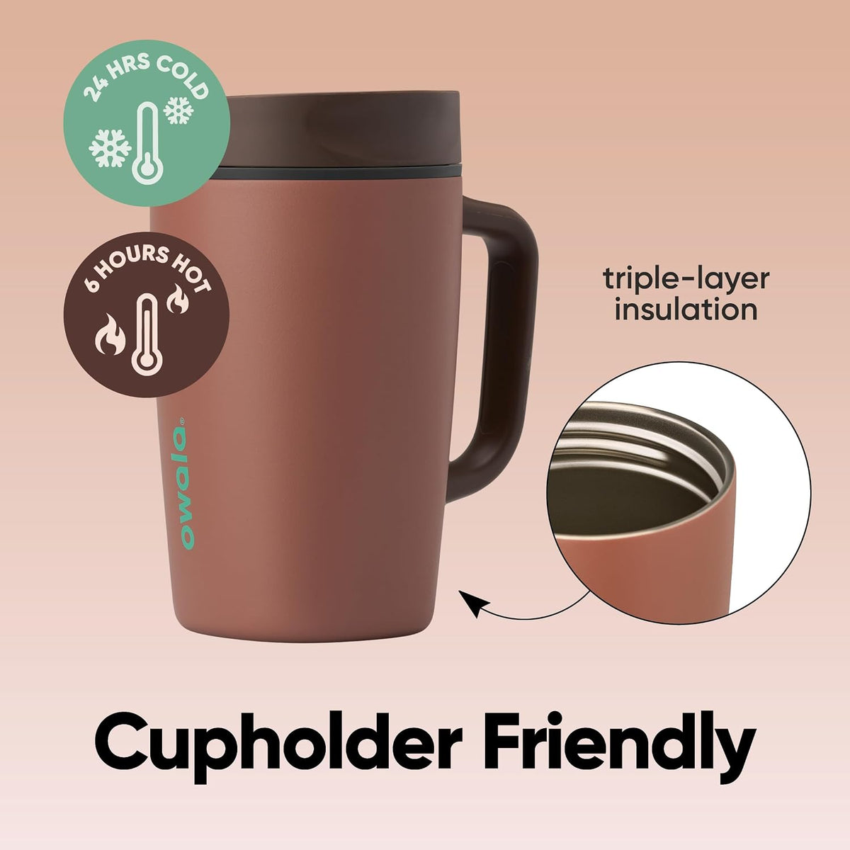 Owala SmoothSip Slider - Taza de viaje aislada de acero inoxidable...