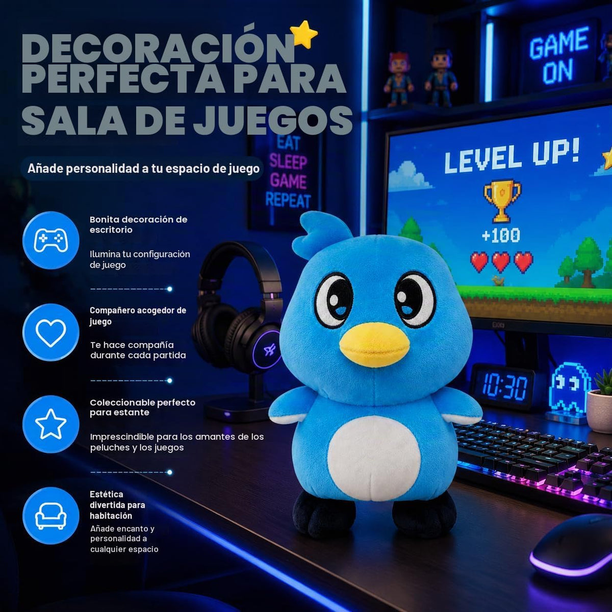 Juguete de peluche de pingüino azul, muñeca de peluche suave de 9.8...