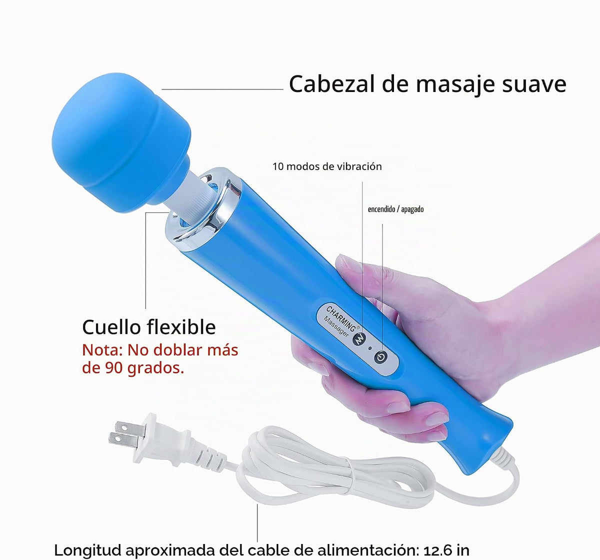 CHARMING Potente masajeador de espalda de mano con cable con fuerte...