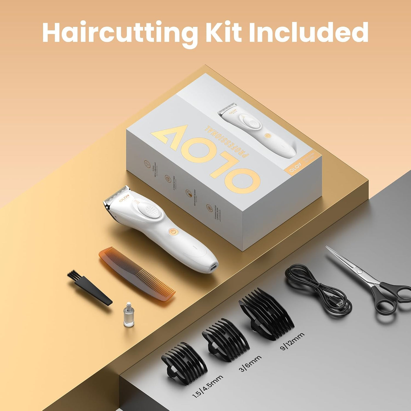 OLOV PROFESSIONAL Cortapelos para hombres, kit de cortapelos inalám...