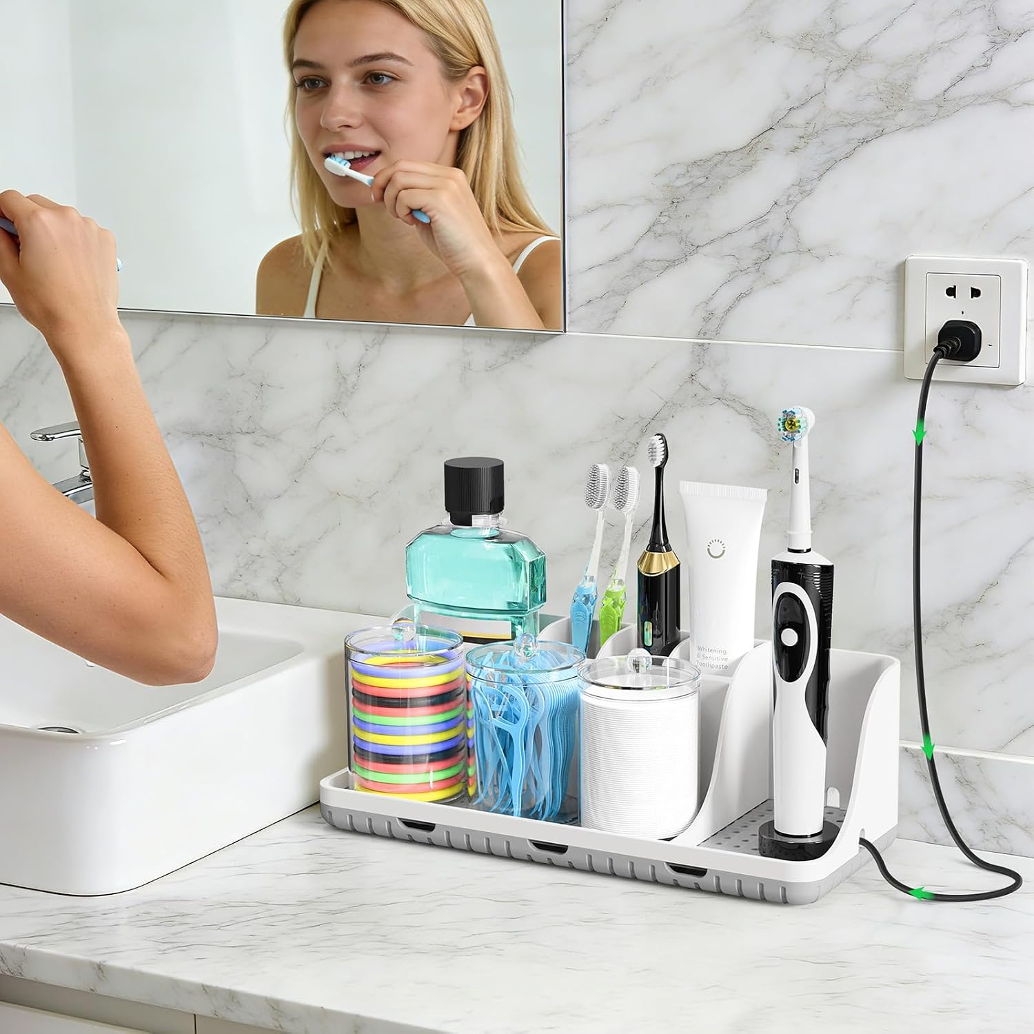 Organizadores y almacenamiento de mostrador de baño con 3 soportes...