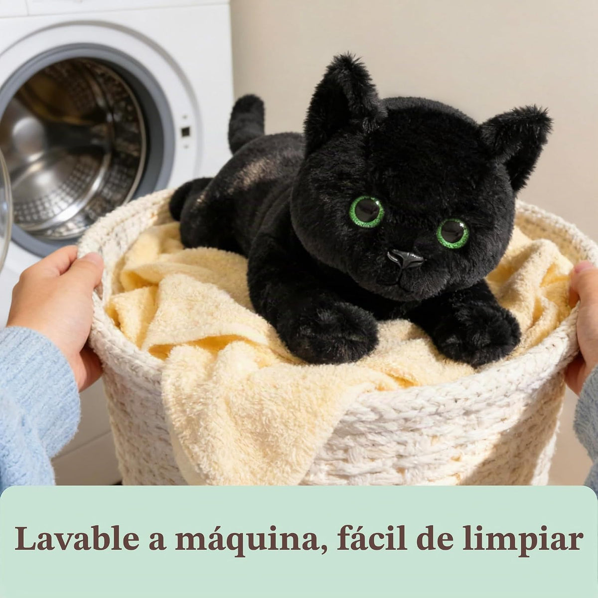IKASA Peluche de gato negro grande, juguetes suaves grandes y grand...