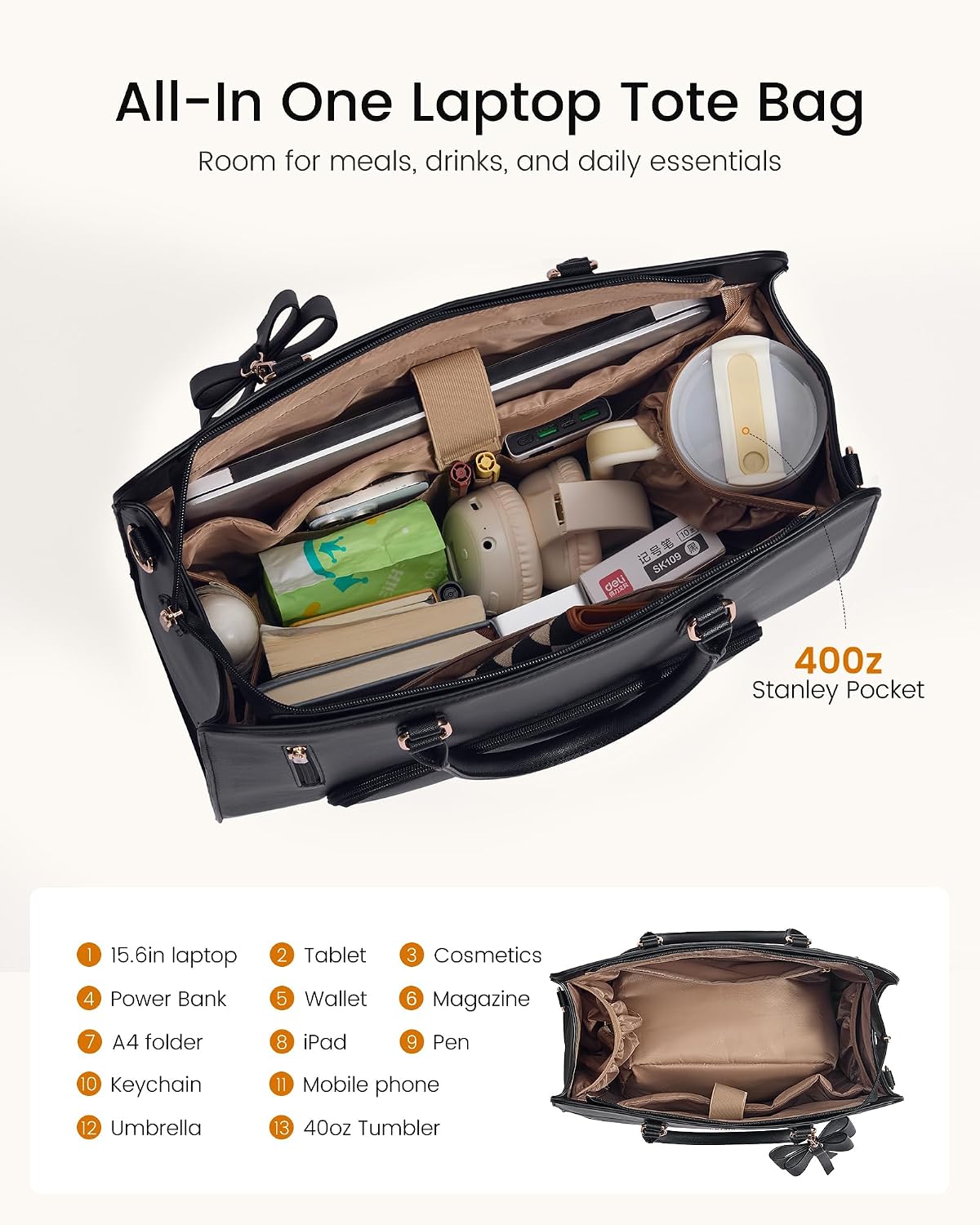 LOVEVOOK Bolsa de almuerzo para mujer, bolsa de trabajo aislada con...
