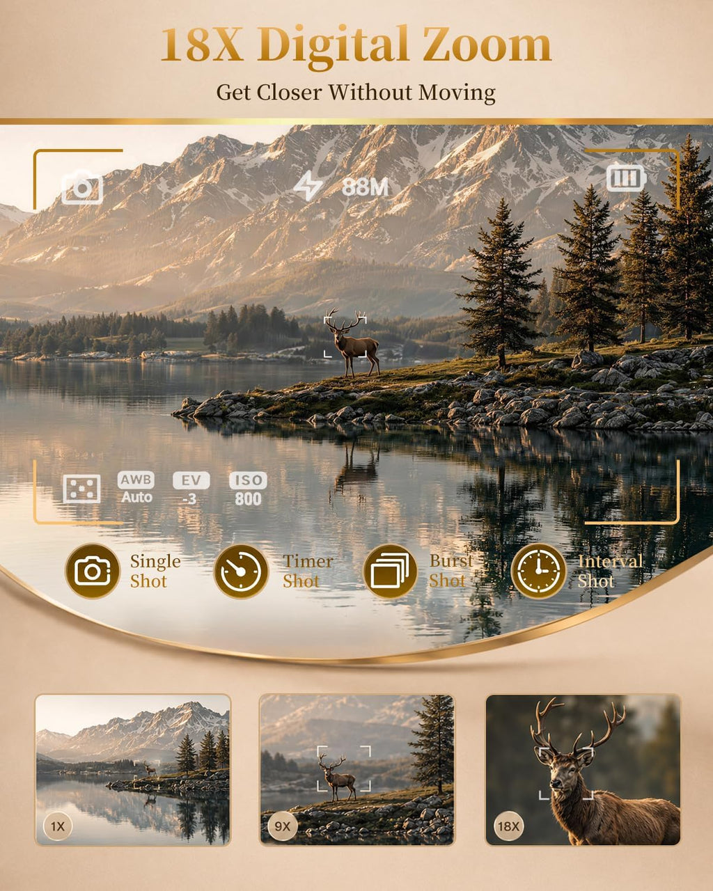 Cámara digital 8K, cámara de enfoque automático de 88MP para princi...