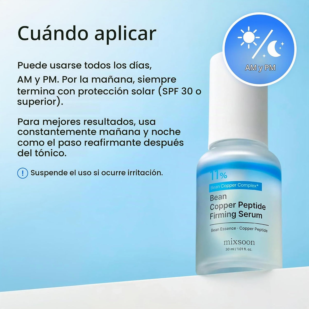 mixsoon Suero reafirmante de péptidos de cobre GHK-Cu, cuidado de l...