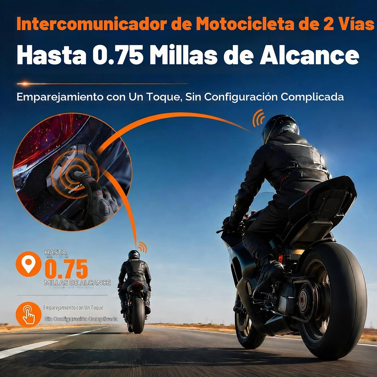 HYCOMM H2 - Auriculares Bluetooth para motocicleta, intercomunicado...