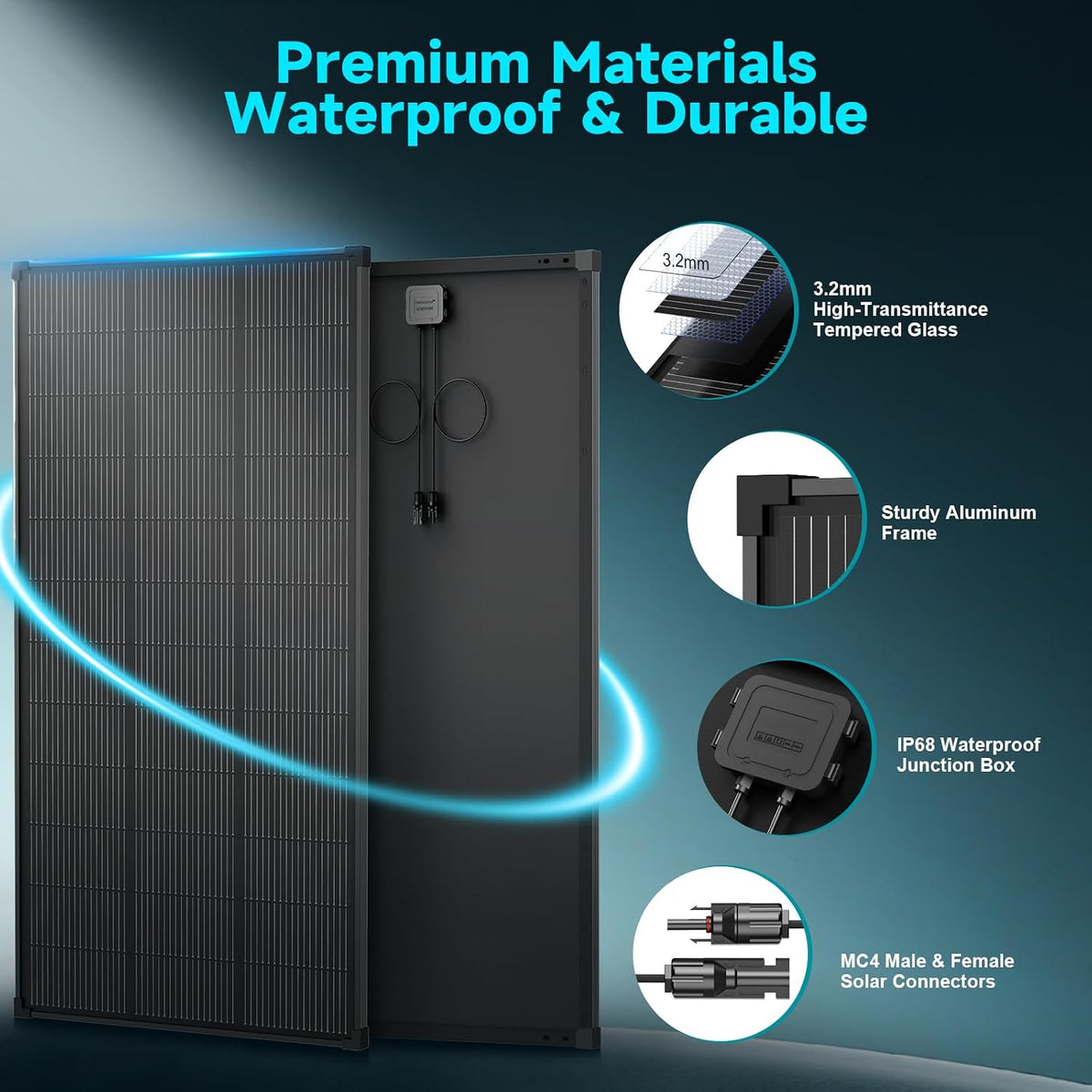 Paneles solares de 400 W, 2 unidades, 200 W, 25 % de alta eficienci...
