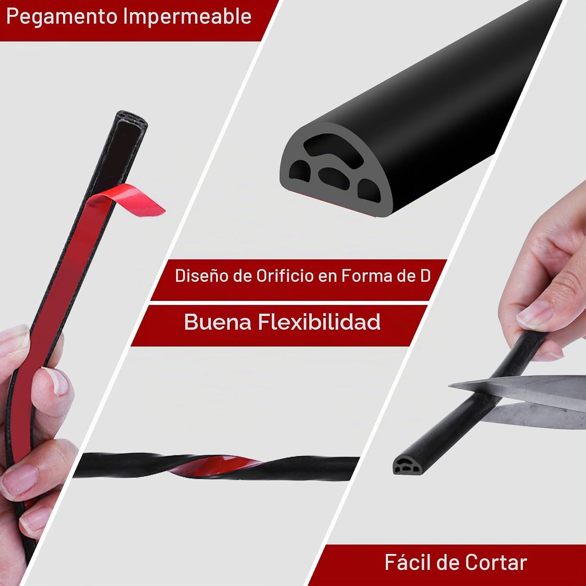 Sello de goma EPDM de 20 pies, sello de goma autoadhesivo para vent...