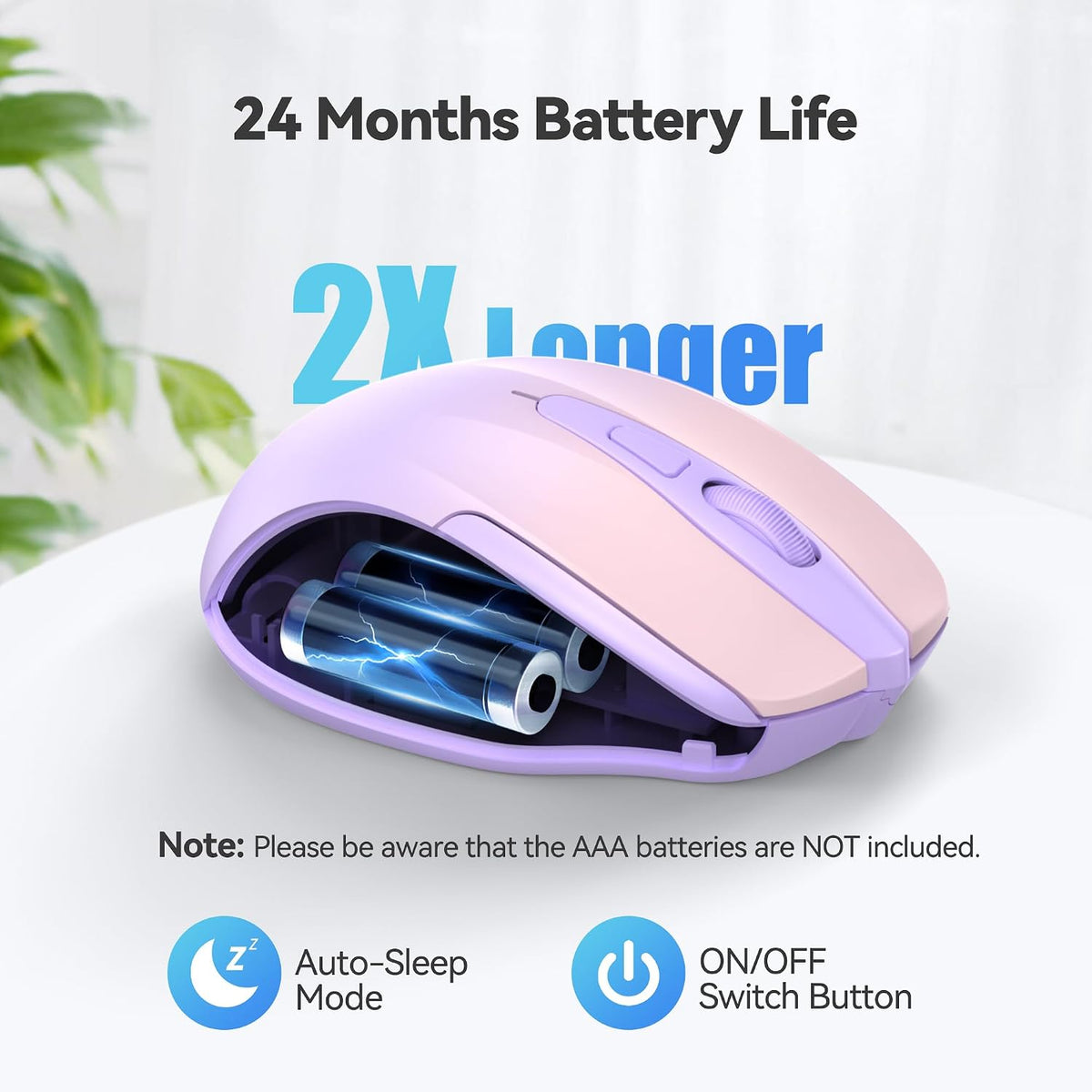 TECKNET - Mouse inalámbrico y ergonómico de 2.4 GHz, mouse óptico p...