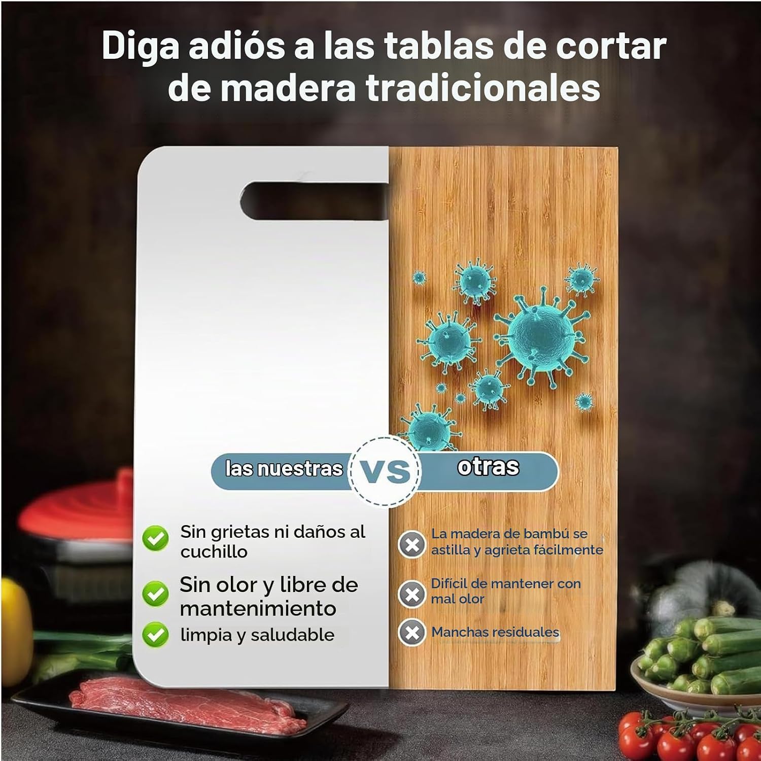 Juego de tablas de cortar de acero inoxidable 304, tablas de cortar...