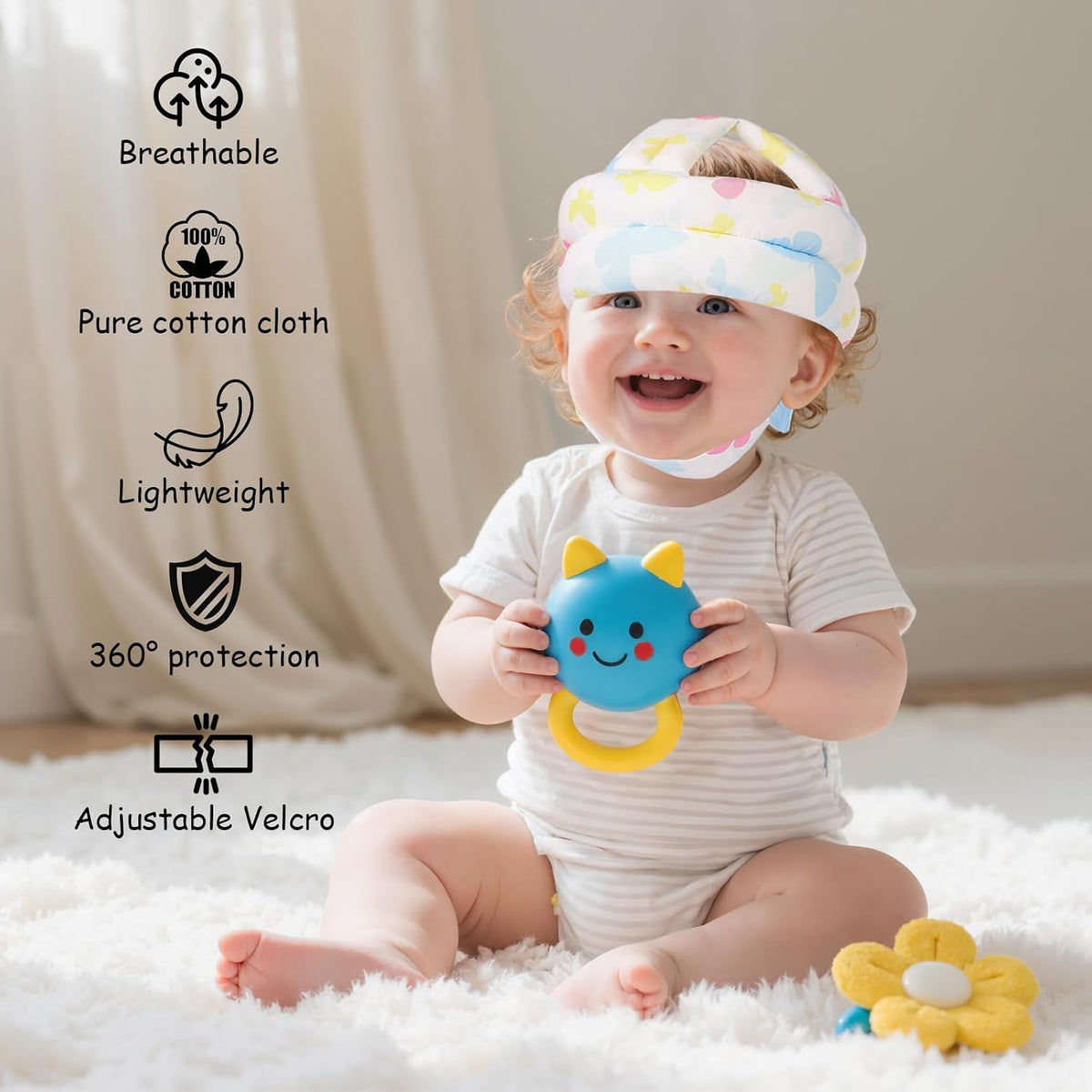 kimitimi Casco de seguridad para niños con protector de cabeza de b...