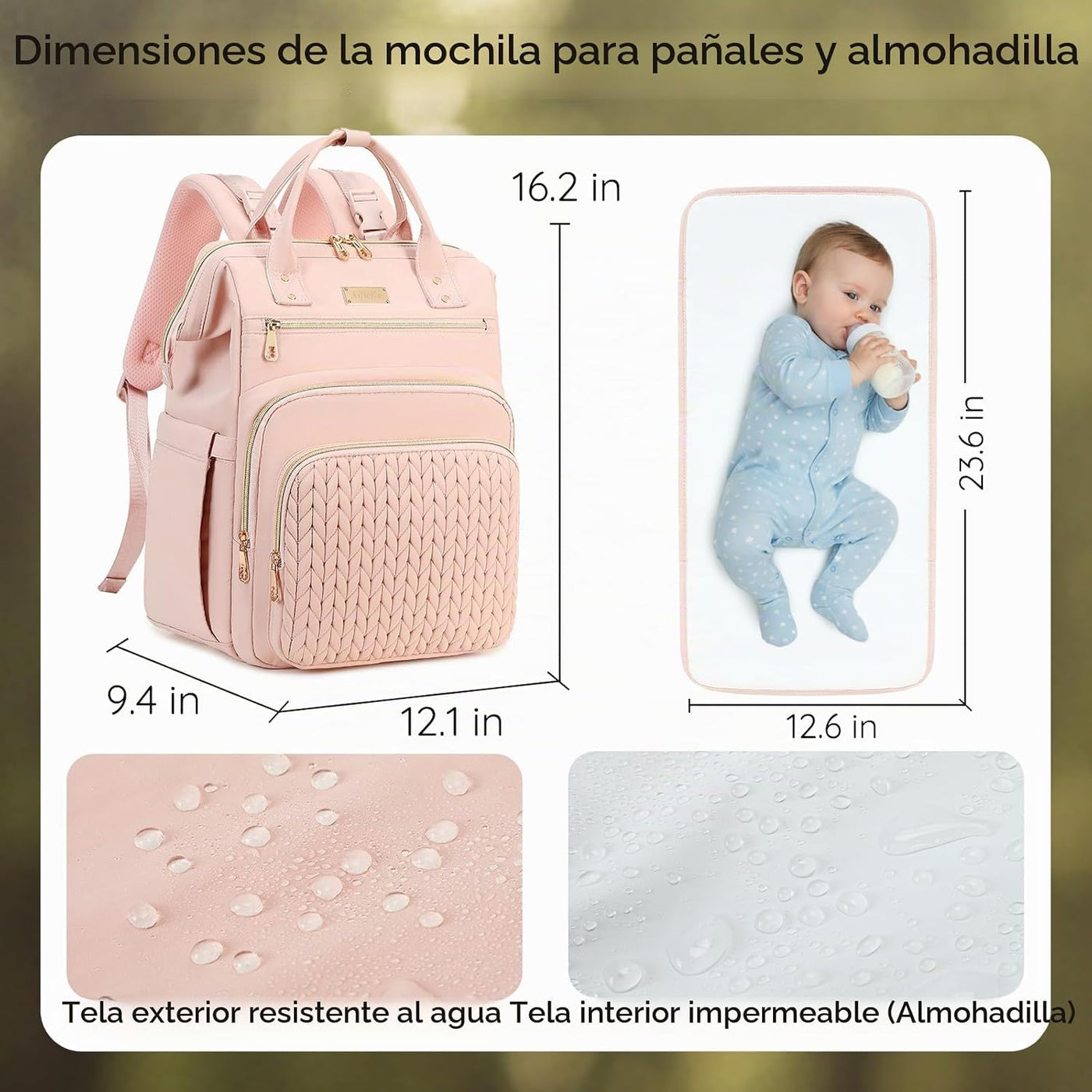 AIJIEKE Bolsa de pañales, mochila grande para pañales de bebé de gr...