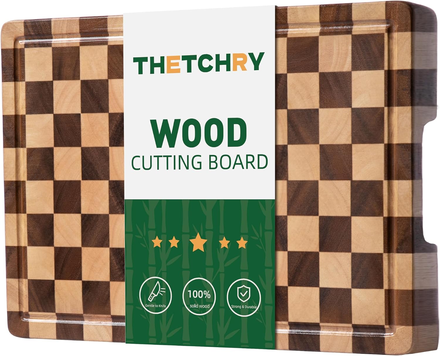 THETCHRY Tablas de cortar para cocina, tabla de cortar de madera a...