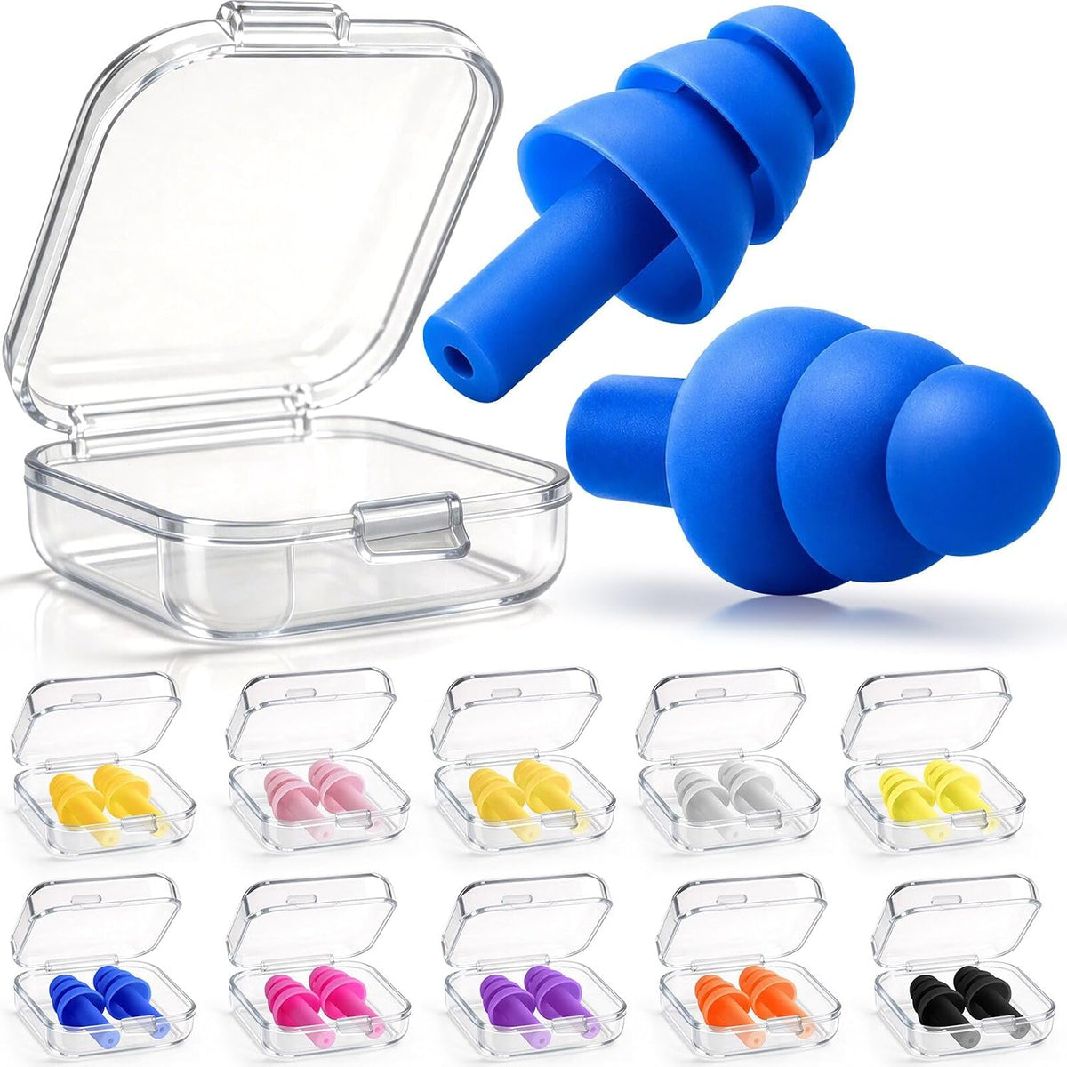 Leffis 100 pares de tapones de silicona reutilizables para dormir c...