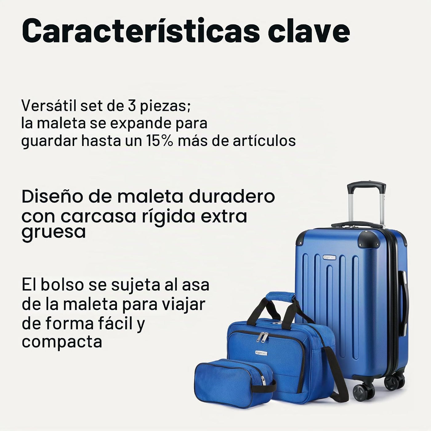 Amazon Basics Juego de equipaje de mano rígido giratorio de entrada...