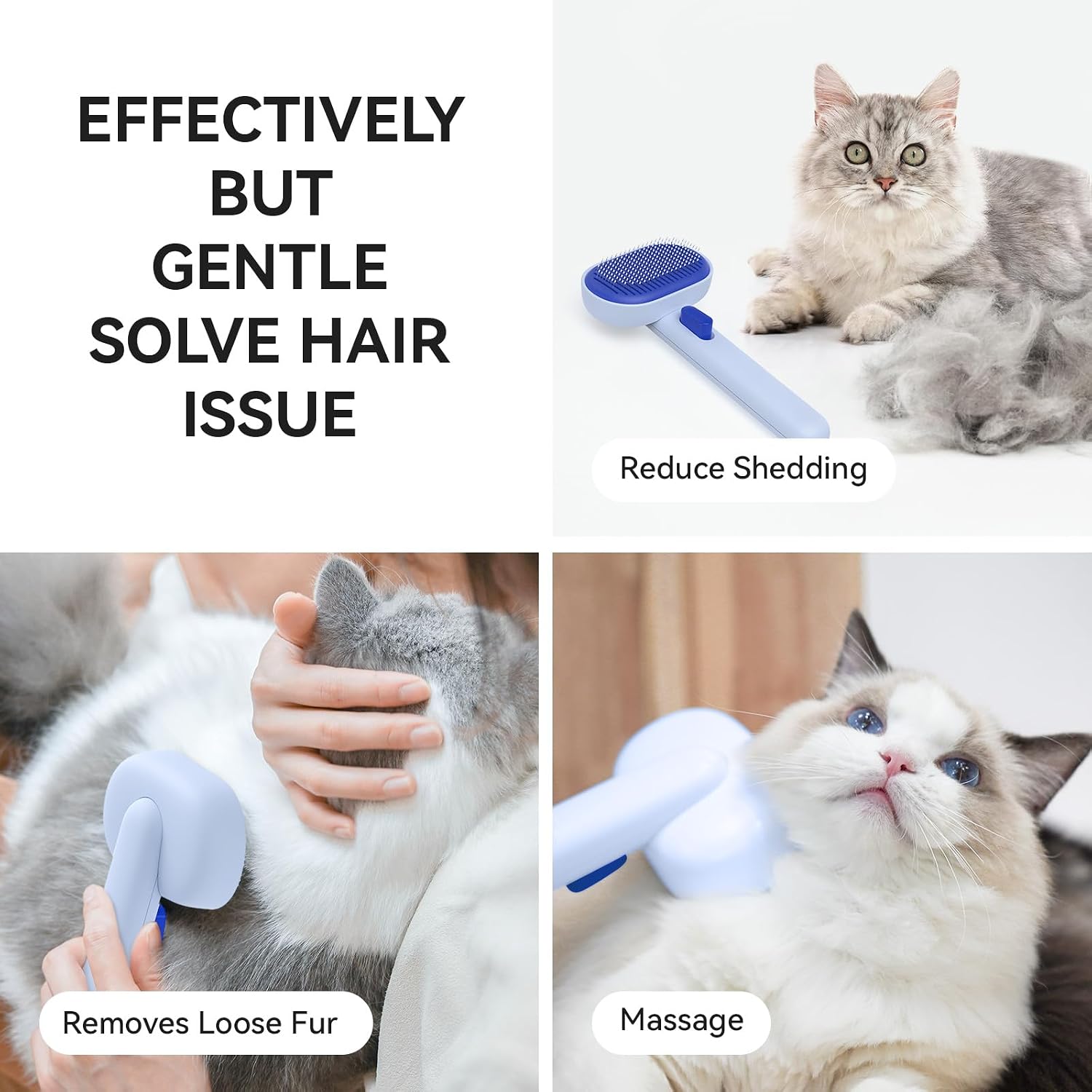 aumuca Cepillo Deslizante de Autolimpieza, Cepillos para Gatos de I...
