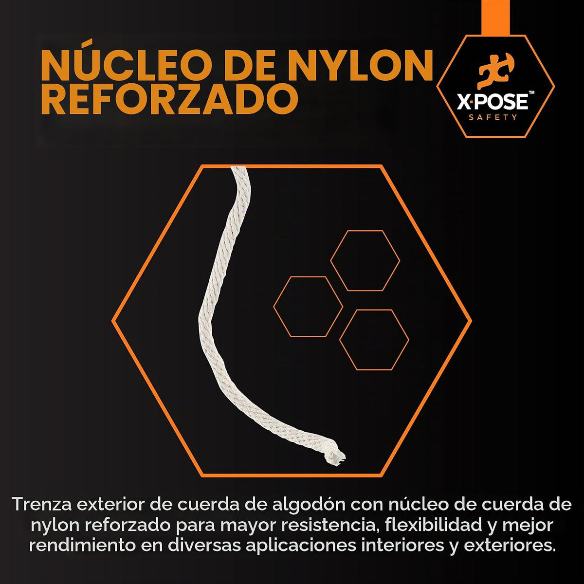 Xpose Safety #10 - Cuerda de algodón blanco con núcleo de nailon de...