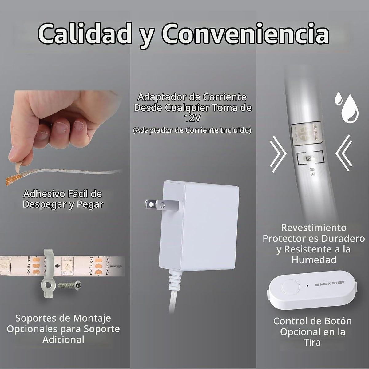 Monster Tira de luces LED inteligentes RGB+IC de 100 pies, tira de...