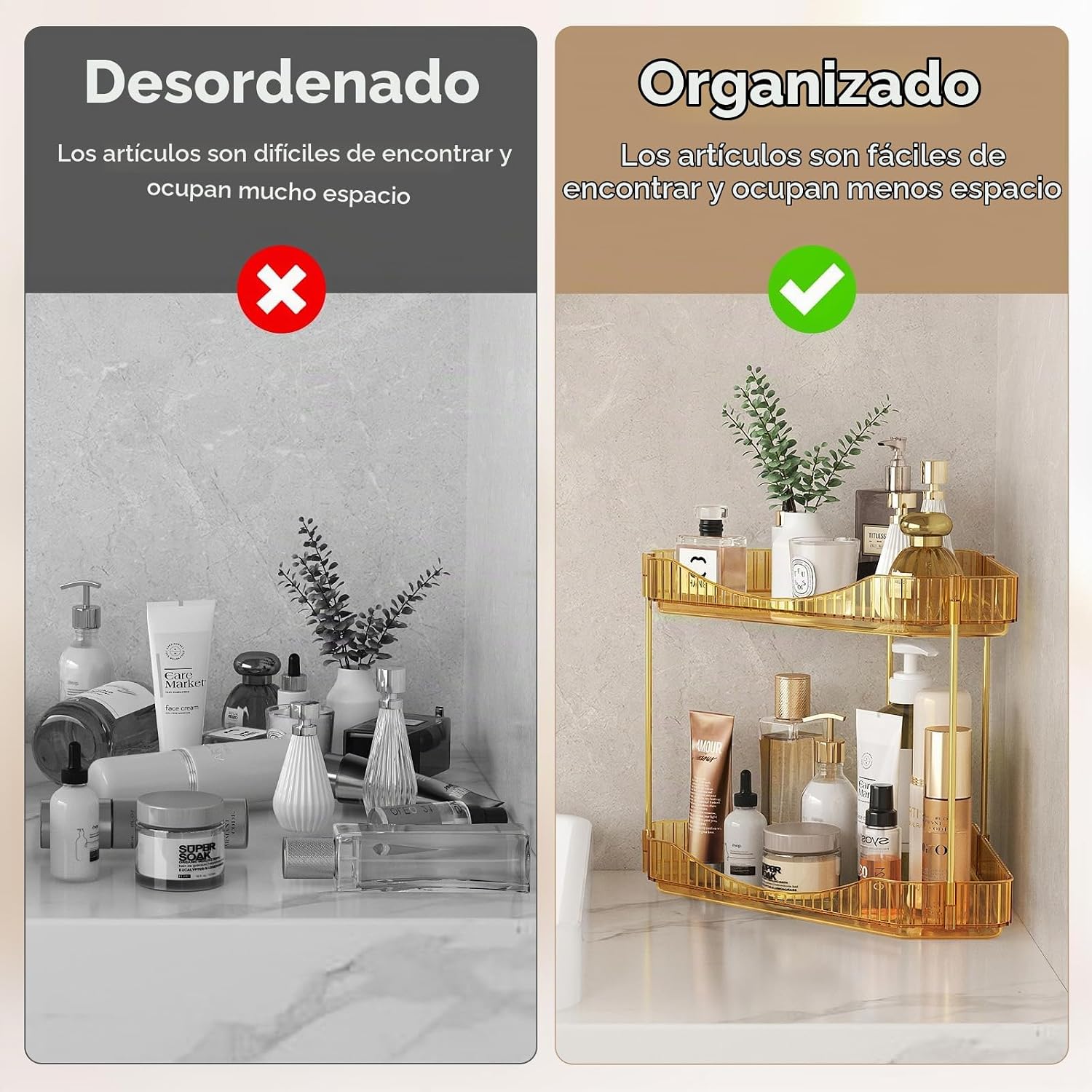Lifewit Organizador esquinero de 2 niveles para encimera de baño, o...