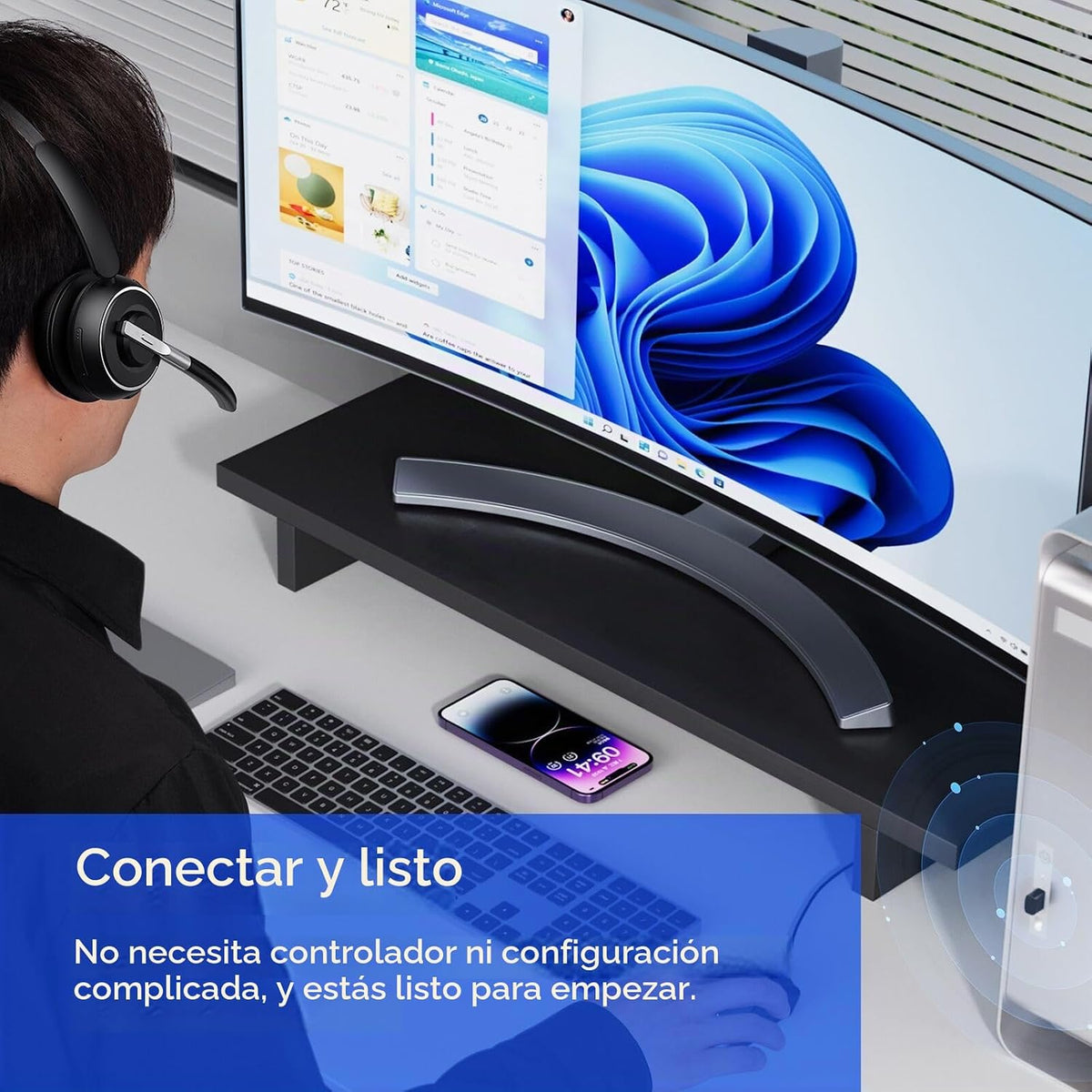 Auriculares inalámbricos con micrófono para el trabajo Auriculares...