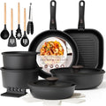 Astercook Juego de 23 ollas y sartenes antiadherentes, juego de ute...
