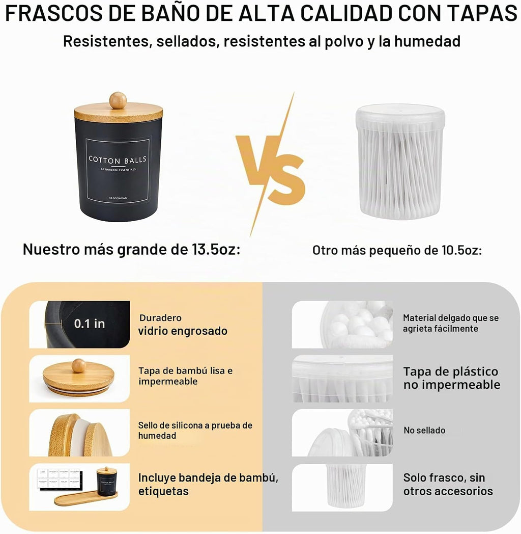 Paquete de 3 soportes Qtip para baño con bandeja, soporte de 13.5 o...