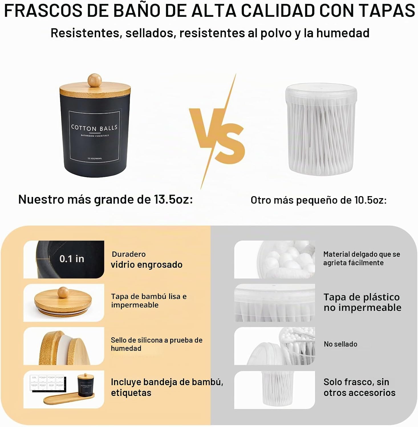 Paquete de 3 soportes Qtip para baño con bandeja, soporte de 13.5 o...