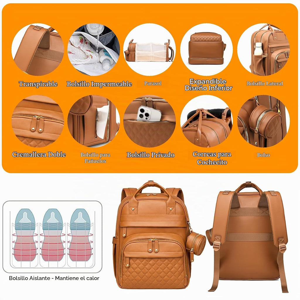 Astro alan - Bolsa de pañales con cambiador, mochila impermeable 3...