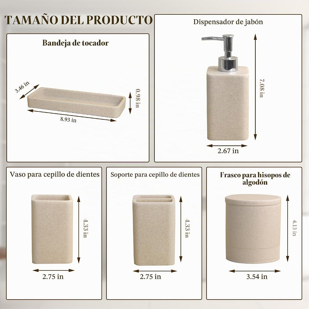 YMXYJM Juego de accesorios de baño, juego de baño de 6 piezas con s...