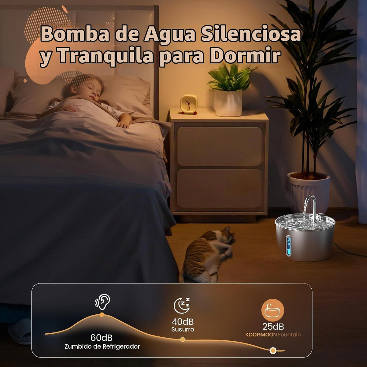 Fuente de agua para gatos de acero inoxidable: fuente para gatos de...