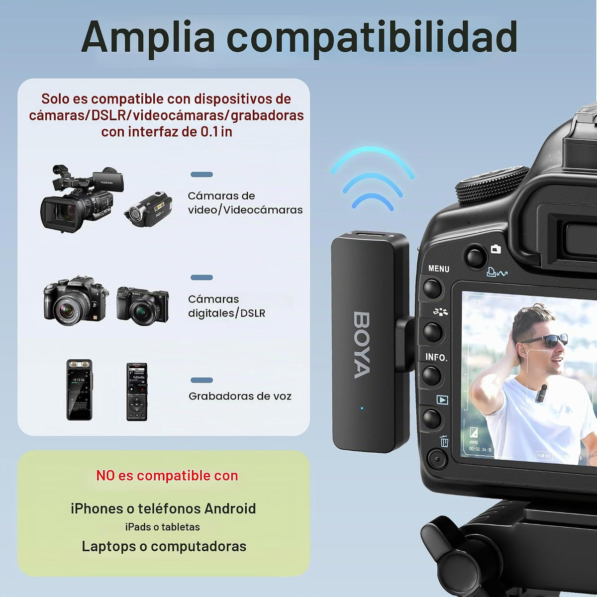 BOYA BY-V4 Micrófonos inalámbricos para cámaras DSLR videocámara co...