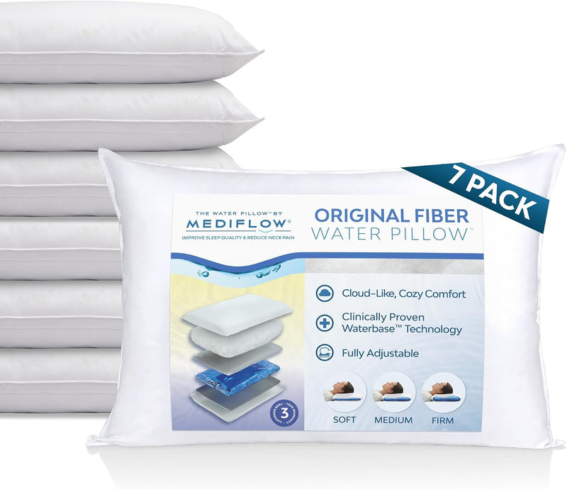 Mediflow Almohada de fibra de agua - Almohada de cama ajustable par...