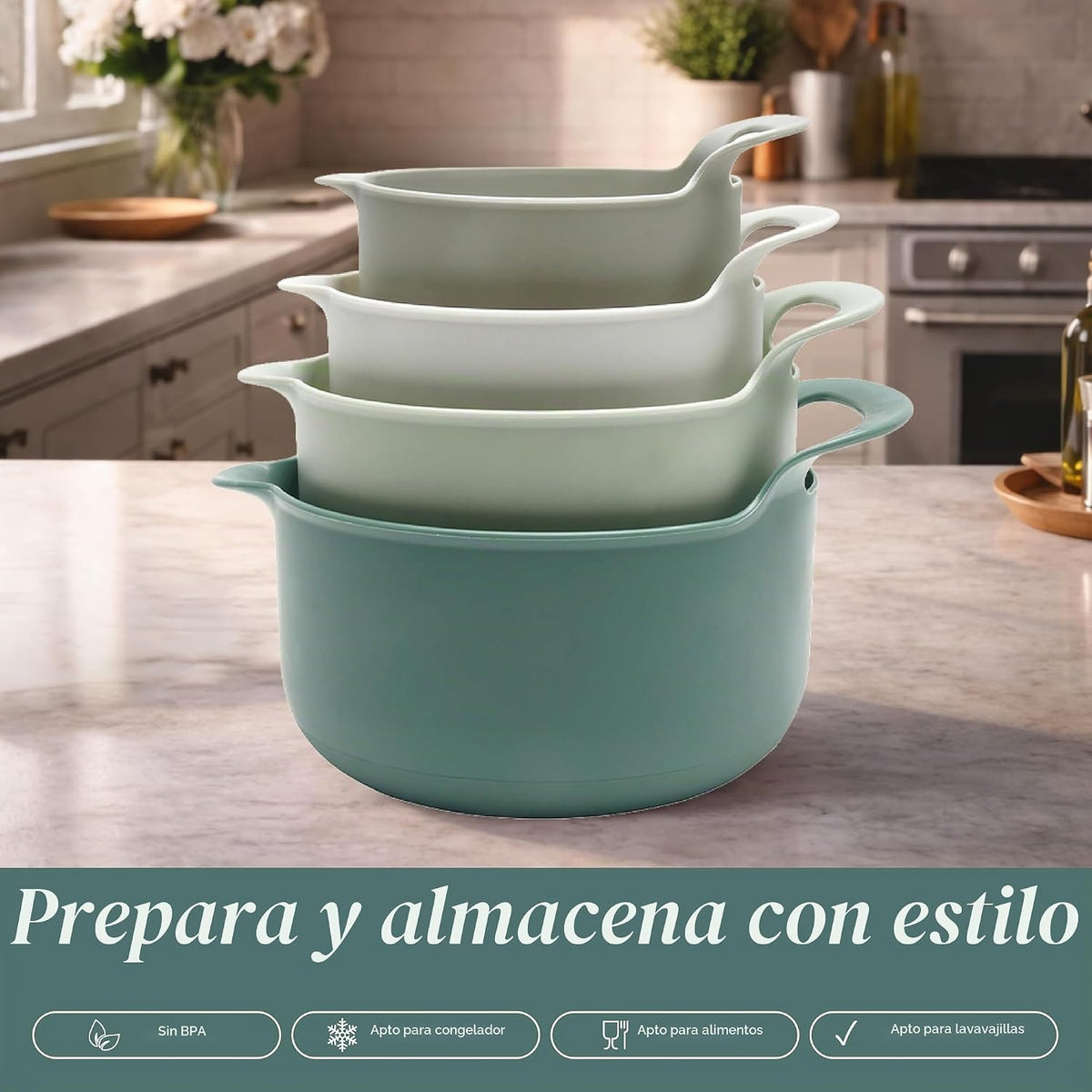 Juego de cuencos de plástico apilables para mezclar Cook with Color...