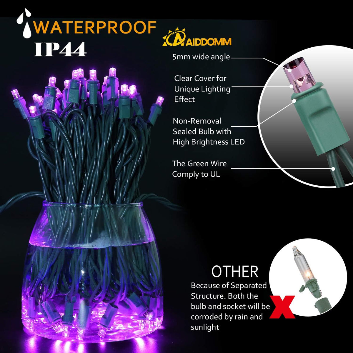 AIDDOMM 100 luces LED moradas de Halloween \u2013 Luces de Navidad...