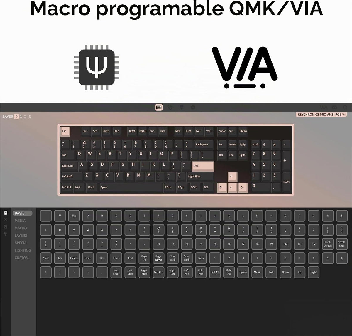 Keychron C2 Pro Teclado mecánico personalizado con cable Diseño de...