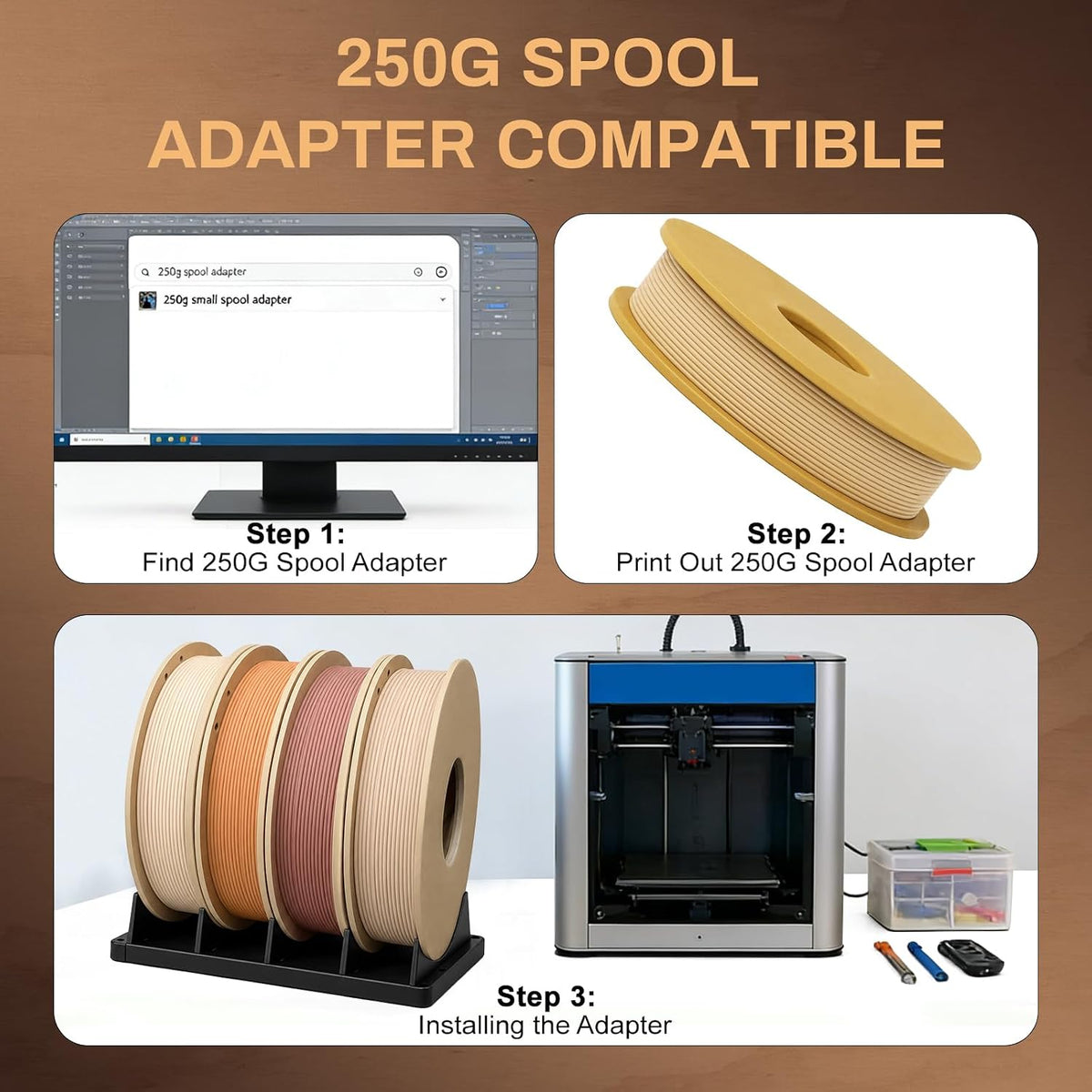 Paquete de filamentos para impresora 3D de madera PLA+ de grano de...