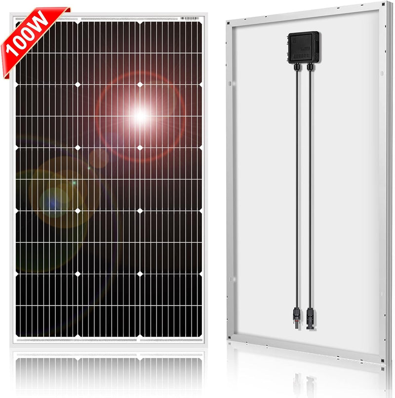 DOKIO Panel solar monocristalino de 100W 18V para sistemas de 12V,...