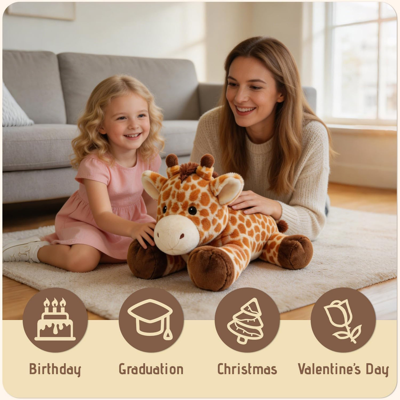JUSTQUNSEEN Animales de peluche con peso de jirafa para adultos y n...