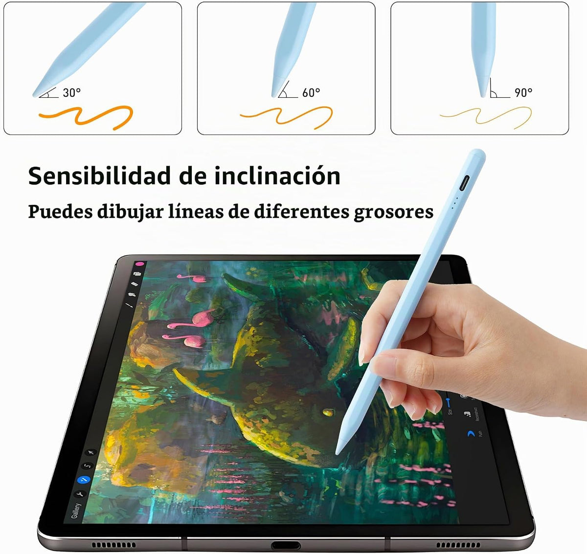 Lápiz para Apple Stylus Pen para iPad A16 rechazo de palma y sensib...