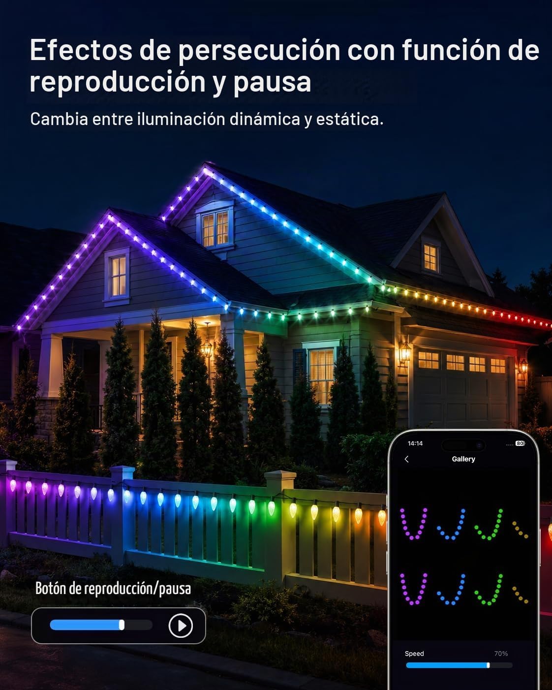 118FT 150LED Smart C9 luces de Navidad al aire libre, luz de cadena...