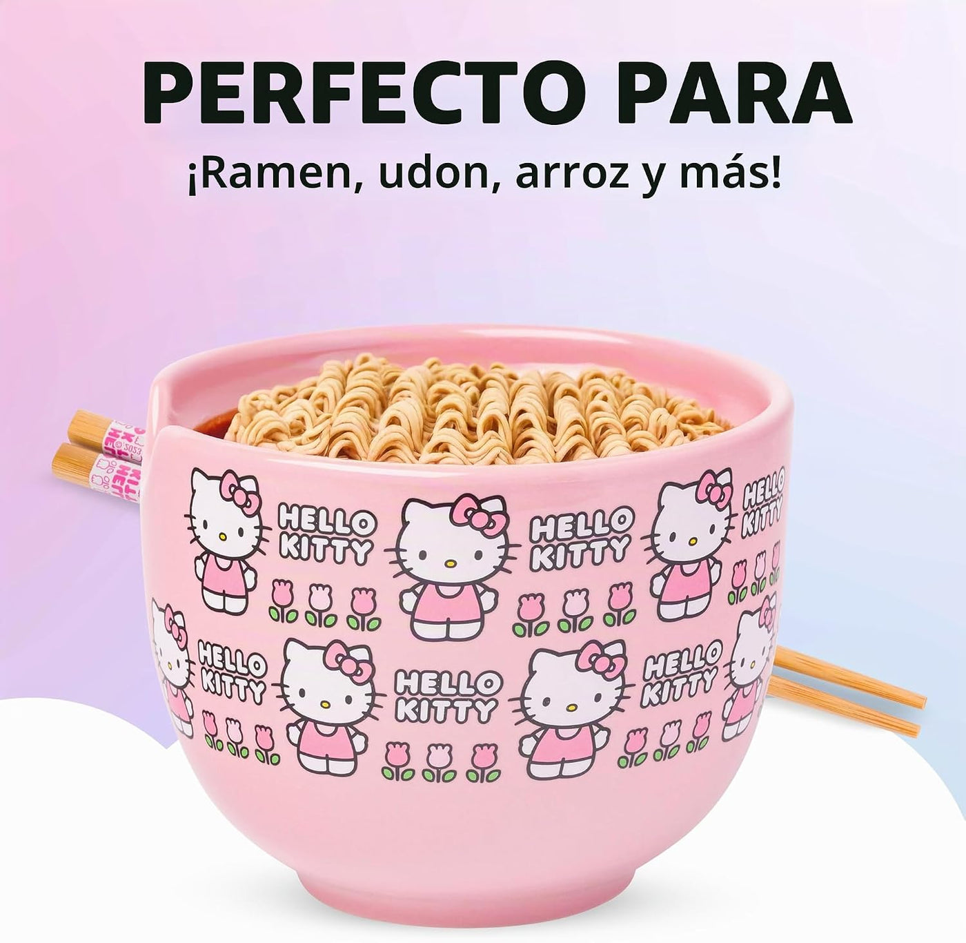 Silver Buffalo Sanrio Hello Kitty Tazón de cerámica para ramen y ar...