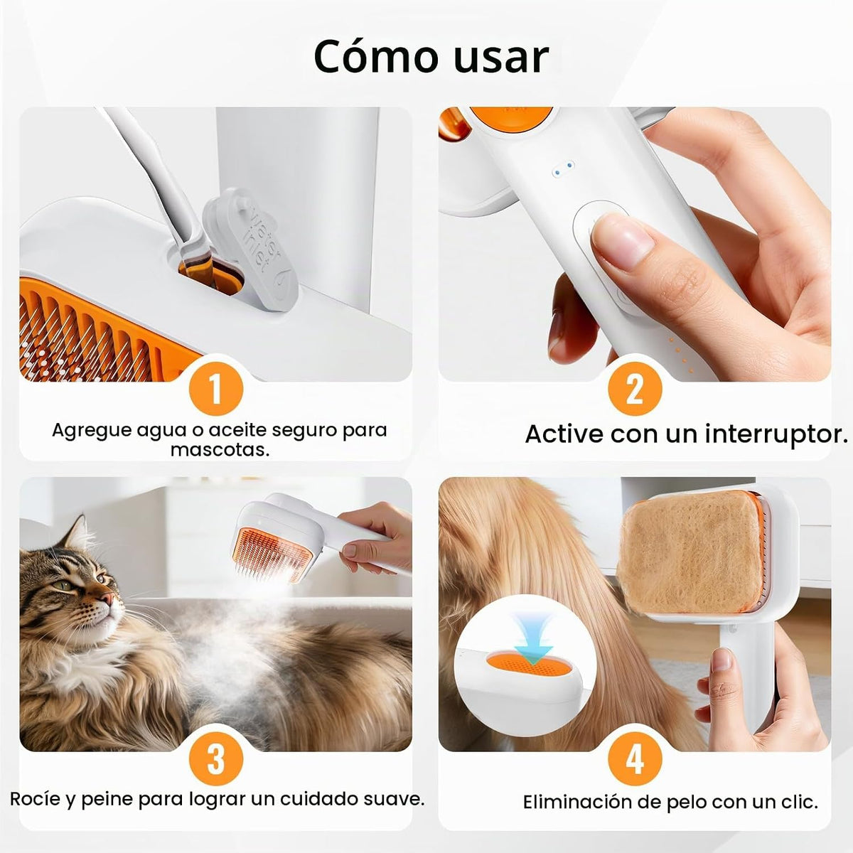 TEZKOLES Cepillo de niebla para mascotas 3 en 1 para perros y gatos...