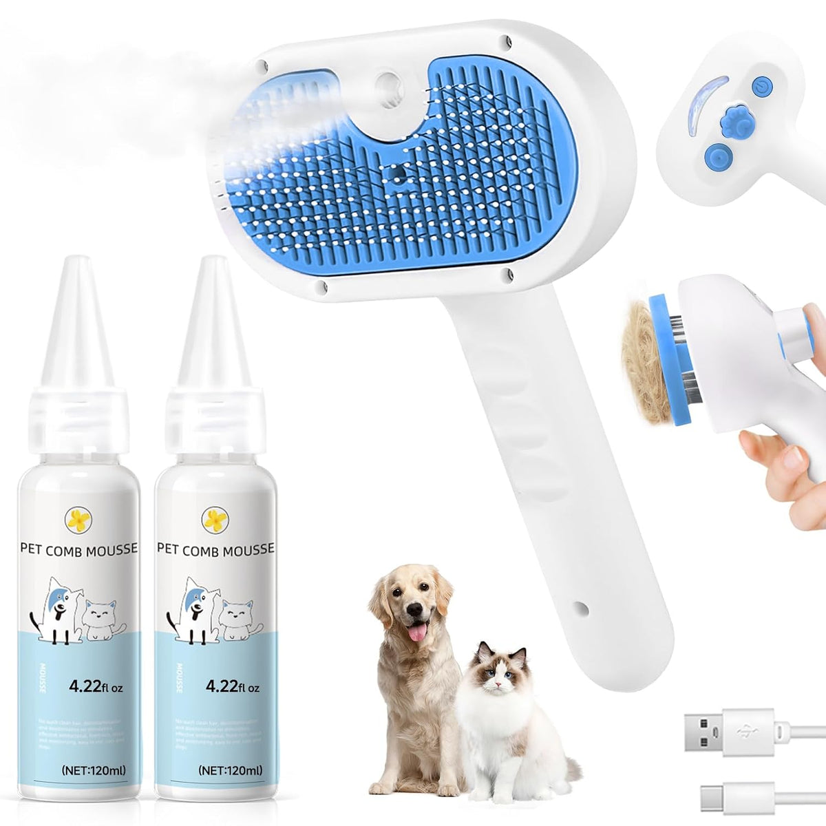 Cepillo de vapor para mascotas para perros y gatos \u2013 Cepillo d...
