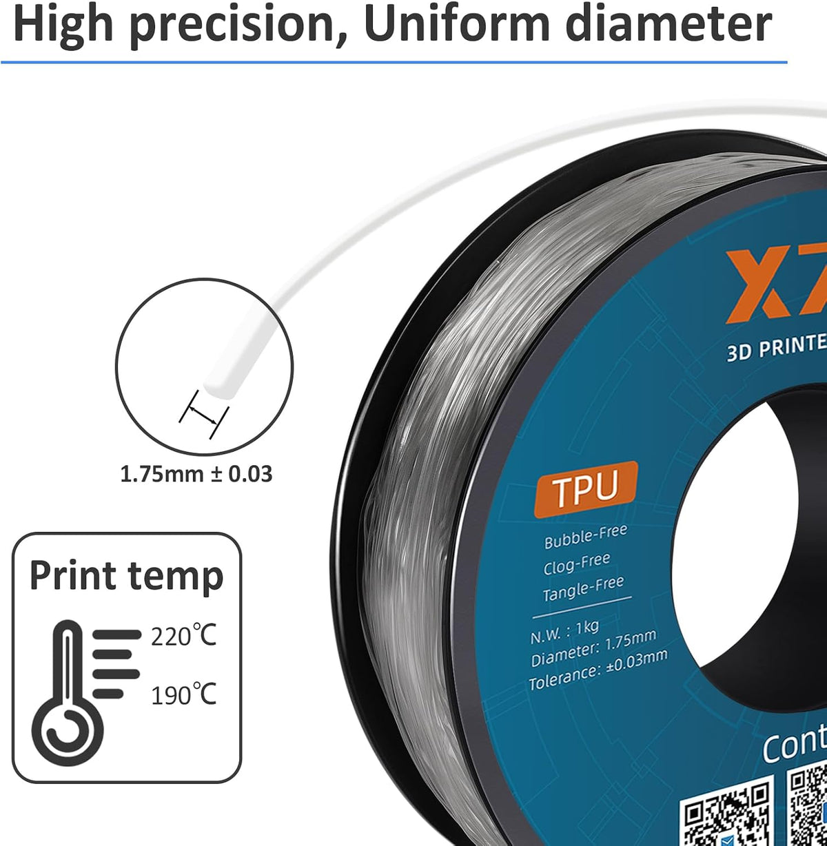 XZN - Filamento TPU 95A 1.75mm, filament flexible suave 95A para im...