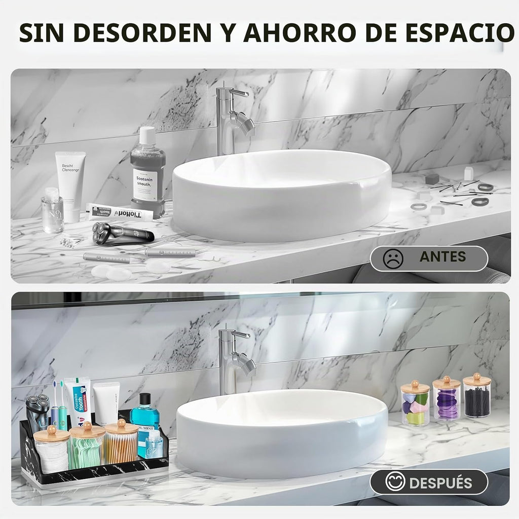 TuCao Organizador de Encimera de Baño de Mármol, Portacepillos de D...