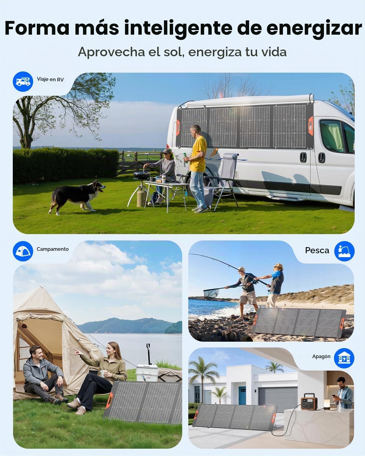 SOLUPUP Panel solar portátil de 200 W \u2013 24% de alta eficiencia...