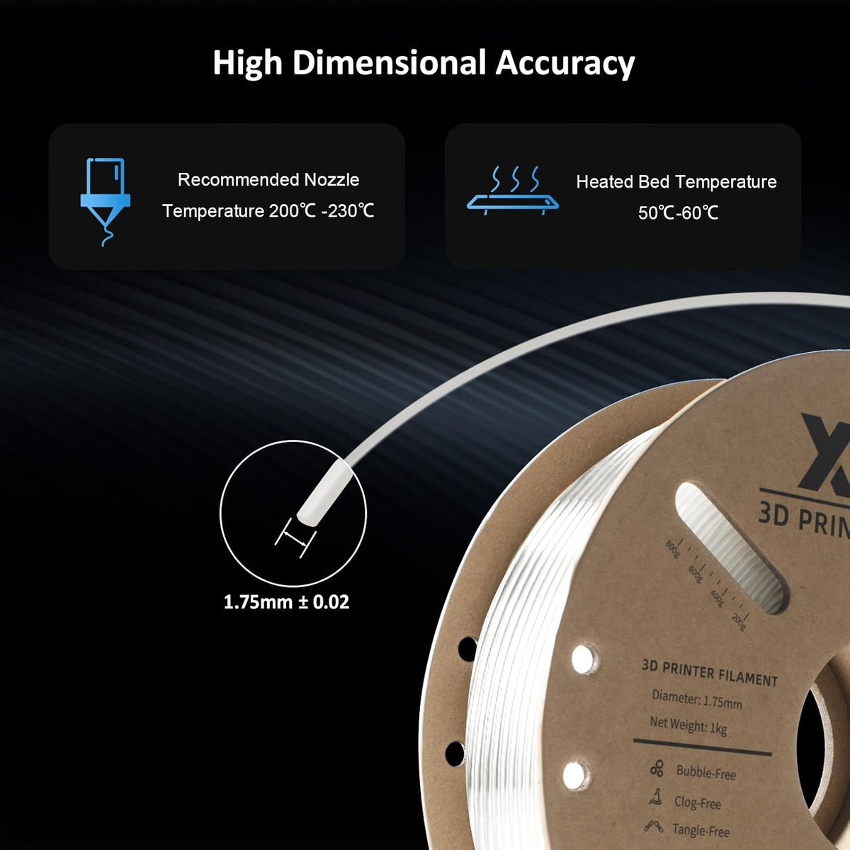 XZN - Filamento TPU 95A 1.75mm, filament flexible suave 95A para im...